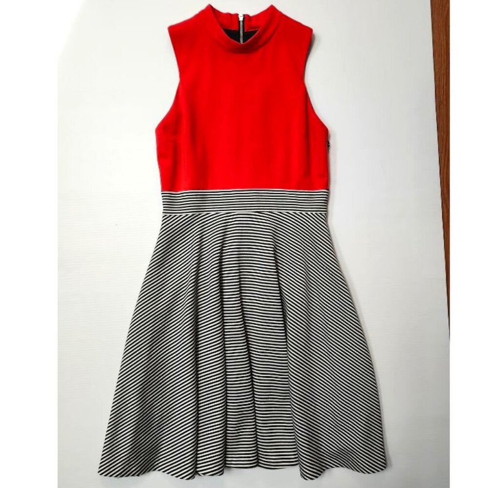 Periphery Women's Red & Black/White Striped Sleeveless Dress W/Zipper Size 6